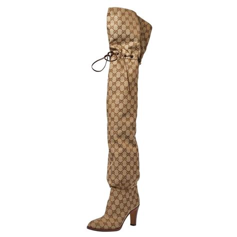 gucci gg canvas boots|thigh high Gucci boots.